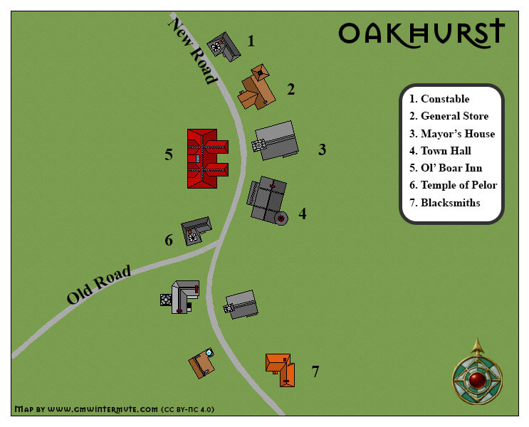 Map of Oakhurst for the Sunless Citadel
