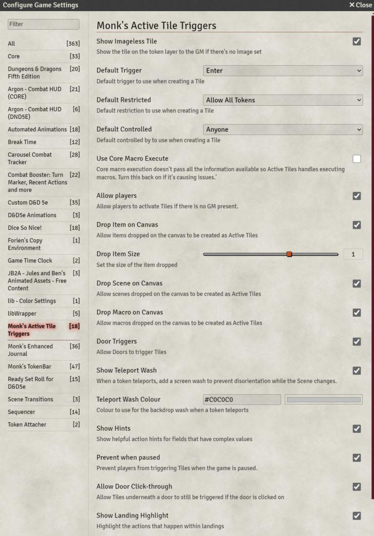 Monk’s Active Tile Triggers