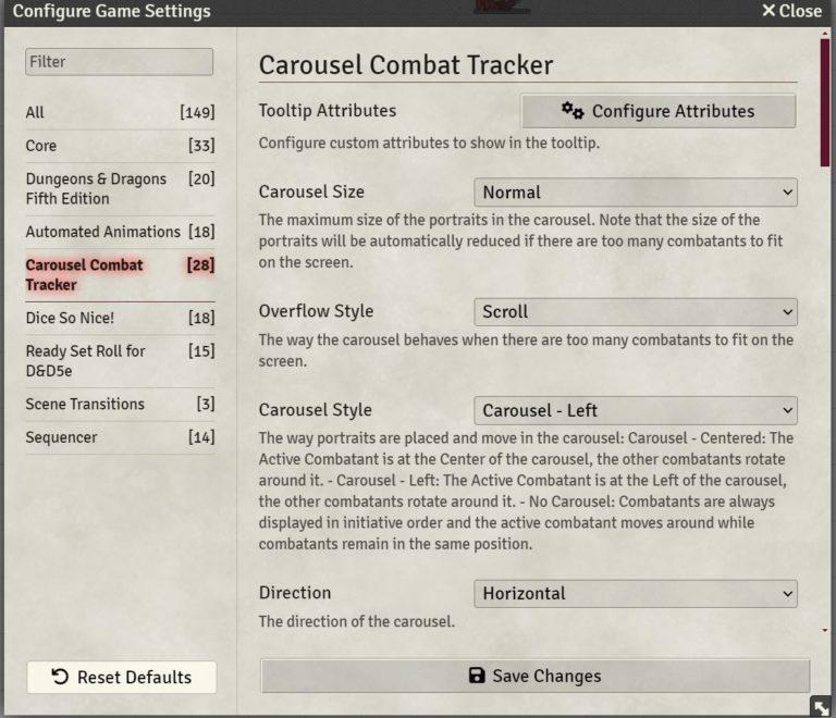 Carousel Combat Tracker