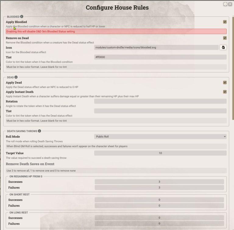 Custom D&D 5E – House Rules