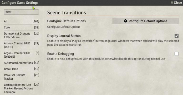 Scene transitions
