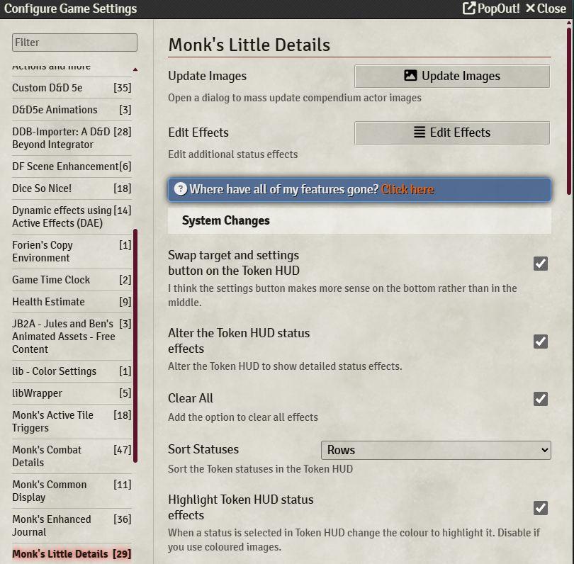 Sprinkle Some Magic: Exploring Foundry VTT's Monk's Little Details Module 1 monks little details 1