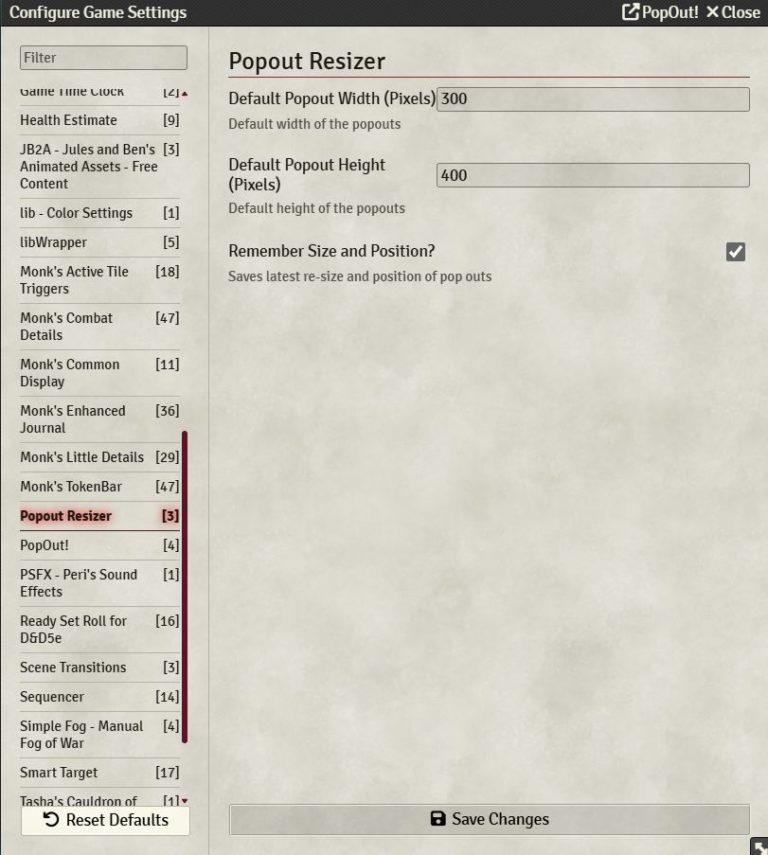 Foundry VTT 3 Taming the Windows: Exploring Foundry VTT’s Popout Resizer Module